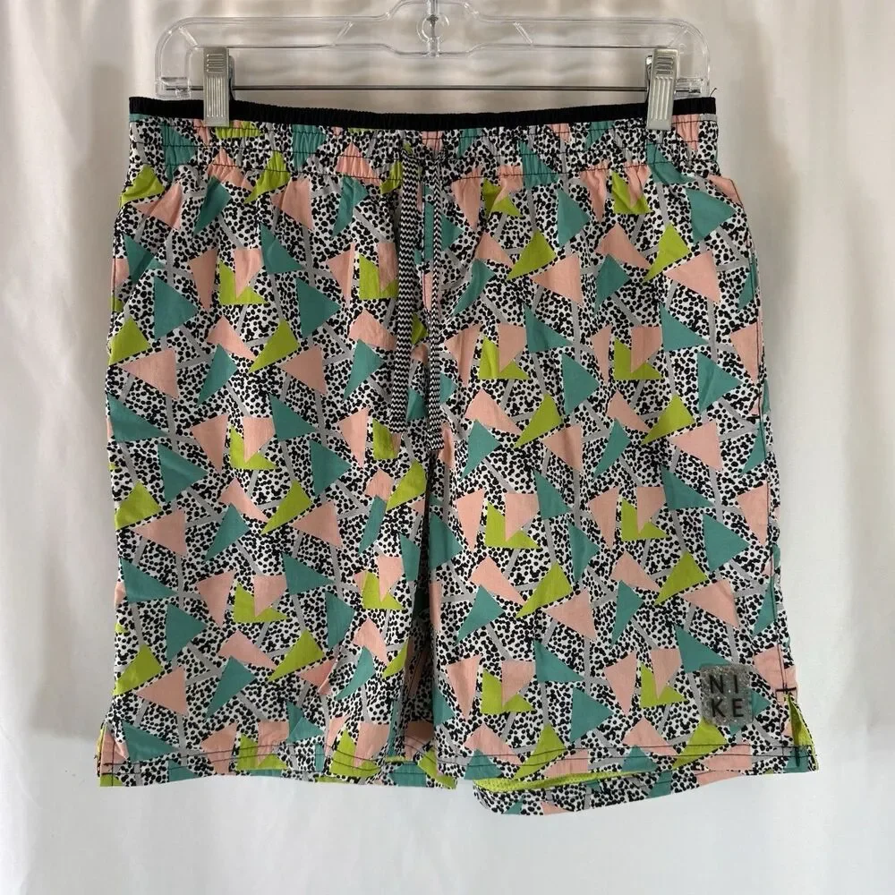 Nike Trunks Men's Medium Multicolor Geometric Drawstring Pockets Lined 6.5